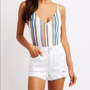 Striped Open Back Bodysuit